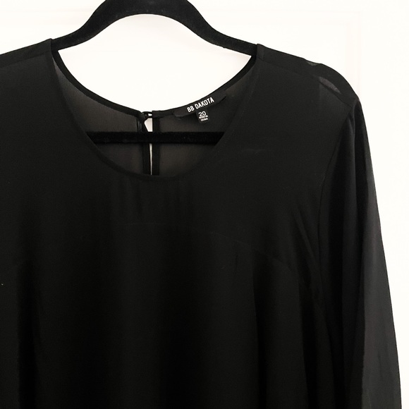 BB Dakota Black Dress - Illusion Top; Fit and Flare  (US 20) - Picture 3 of 3